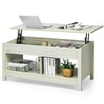thumbnail image 1 of Gymax Lift Top Coffee Table w/ Hidden Storage Compartment & Lower Shelf Rustic Ivory, 1 of 10