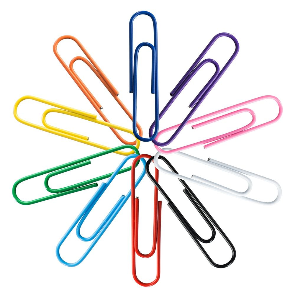 JAM Paper Jumbo Paper Clips, 10 Packs of 75, Assorted Colors, Large