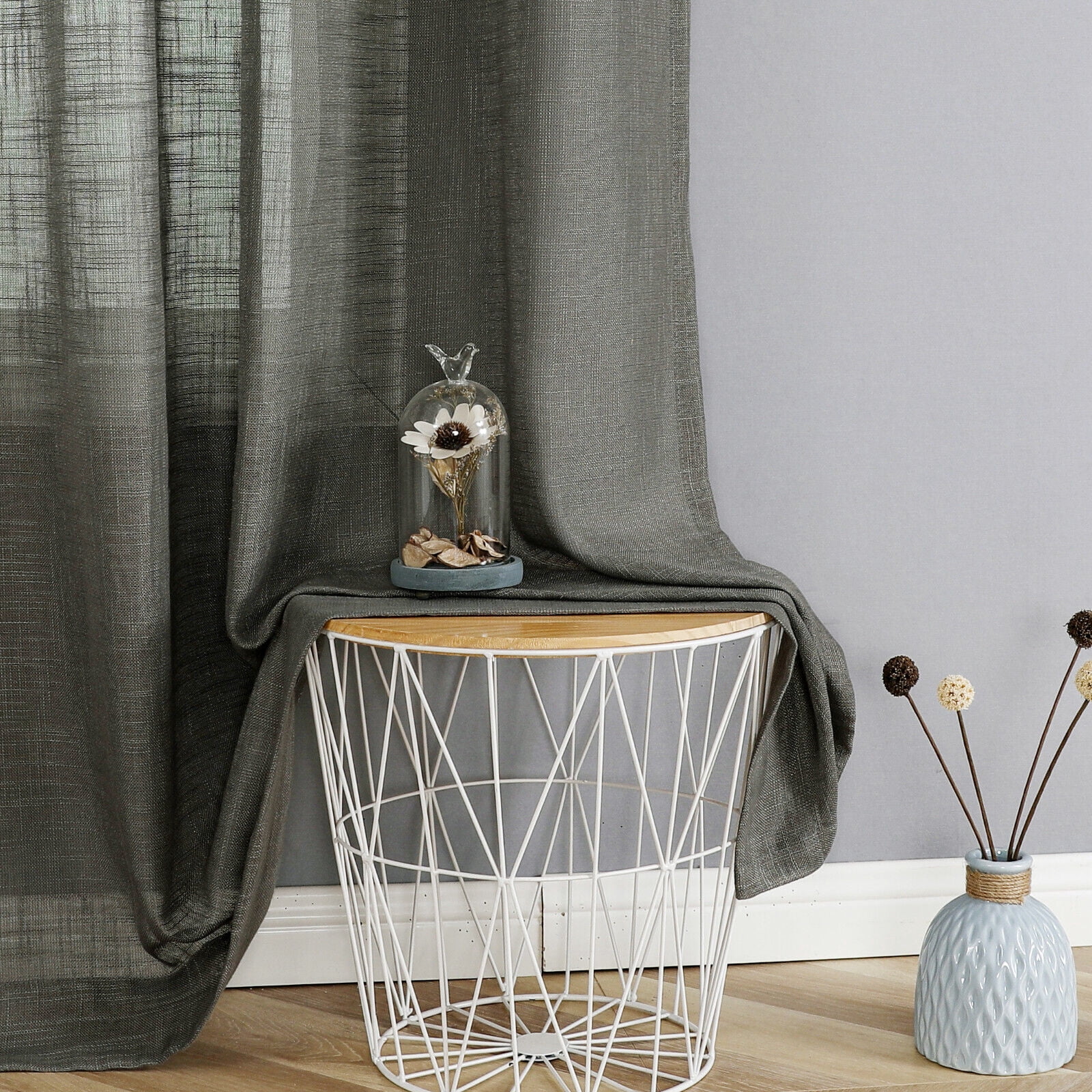 Hampton Home 2 Piece Luxury Semi Sheer Grommet Top Curtain Panel Pair - Assorted Colors