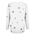 thumbnail image 5 of Women's Star Print Round Neck Long Sleeve Sweatshirt, Loose Fit Casual Pullover Top with Five-Point Star Pattern for Daily Wear, Street Fashion and All Season Comfort White S, 5 of 8