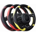 thumbnail image 4 of Universal Heavy Duty Genuine Leather Steering Wheel Cover 37-38cm/15inch Non-slip Steering Wheel Cover Red Steering Wheel Protector, 4 of 5