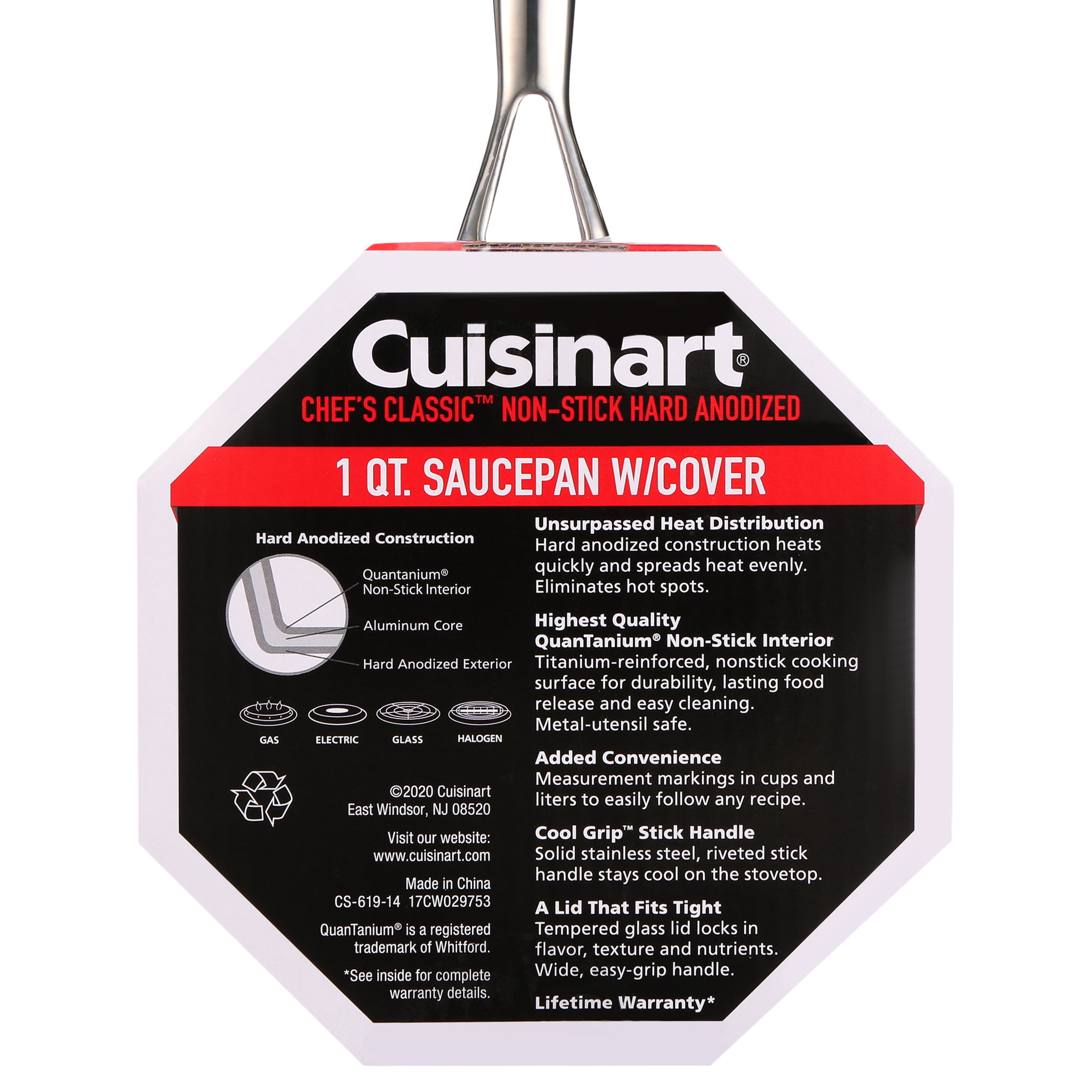  Cuisinart 1-Quart Saucepan, Chef's Classic Nonstick Hard  Anodized Saucepan w/Cover, 619-14: Cooking Pots: Home & Kitchen