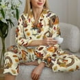 thumbnail image 6 of Lsque Autumn Vintage Pattern Long Sleeve Pajama Set for Women - Soft 2-Piece Sleepwear and Loungewear Set with Pockets, Comfy Nightwear-Small, 6 of 7