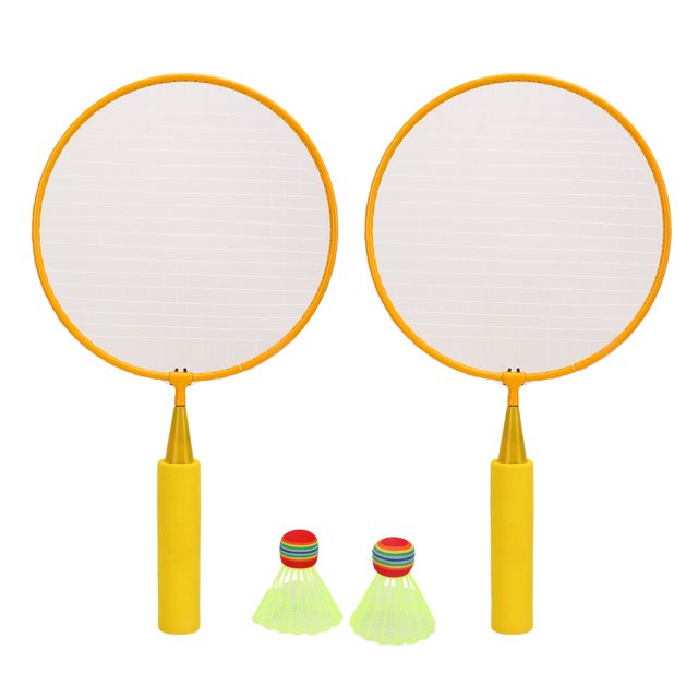 Raquetas de bádminton para niños, esponja de plástico de aluminio, color amarillo, deportes interactivos al aire libre para el hogar, 2 uds.