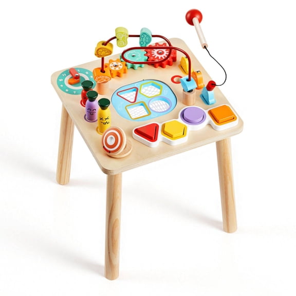 Montessori Wooden Activity Table for Toddlers 1-3 Years Old 8 in 1 Learning Play Desk for Boys Girls 6 Months Plus Great Birthday Christmas Gift