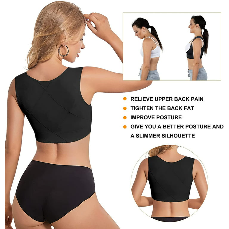 Chest Brace for Women Posture Corrector Bra Back Support Vest Shapewear  Tops for Hunchback Sagging,Black-Small