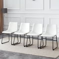 thumbnail image 3 of Set of 4 Classic White PU Leather Chairs, A stylish seat perfect for modern minimalist and industrial style environments, with dimensions of 17.7*20.8*37 inches., 3 of 9