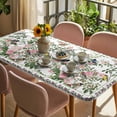 thumbnail image 3 of Pink Spring Floral Table Cloths for 5 Foot Rectangle Tables, Elegant Pastoral Flowers Birds Watercolor Patio Waterproof Elastic Fitted Tablecloths, Washable Rectangular Table Cover for Camping, 3 of 8