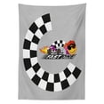 thumbnail image 3 of Ambesonne Emoji Tablecloth Rectangular Table Cover, Racing Funny Face Formula, 52"x70", Pale Grey Mustard Black, 3 of 4