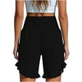 thumbnail image 7 of Levmjia Womens Ruffled Wrap Shorts High Waist Casual Polyester Elastic Waist Pocket Shorts for Everyday Wear Yoga Beach and Vacation All Season Comfort Stretchy Fit, 7 of 7