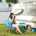 thumbnail image 3 of Demi Bonn 15" Steel Outdoor Side Table, Hourglass Design End Table for Patio & Indoor Use, Garden Accent Table, Blue, 3 of 9
