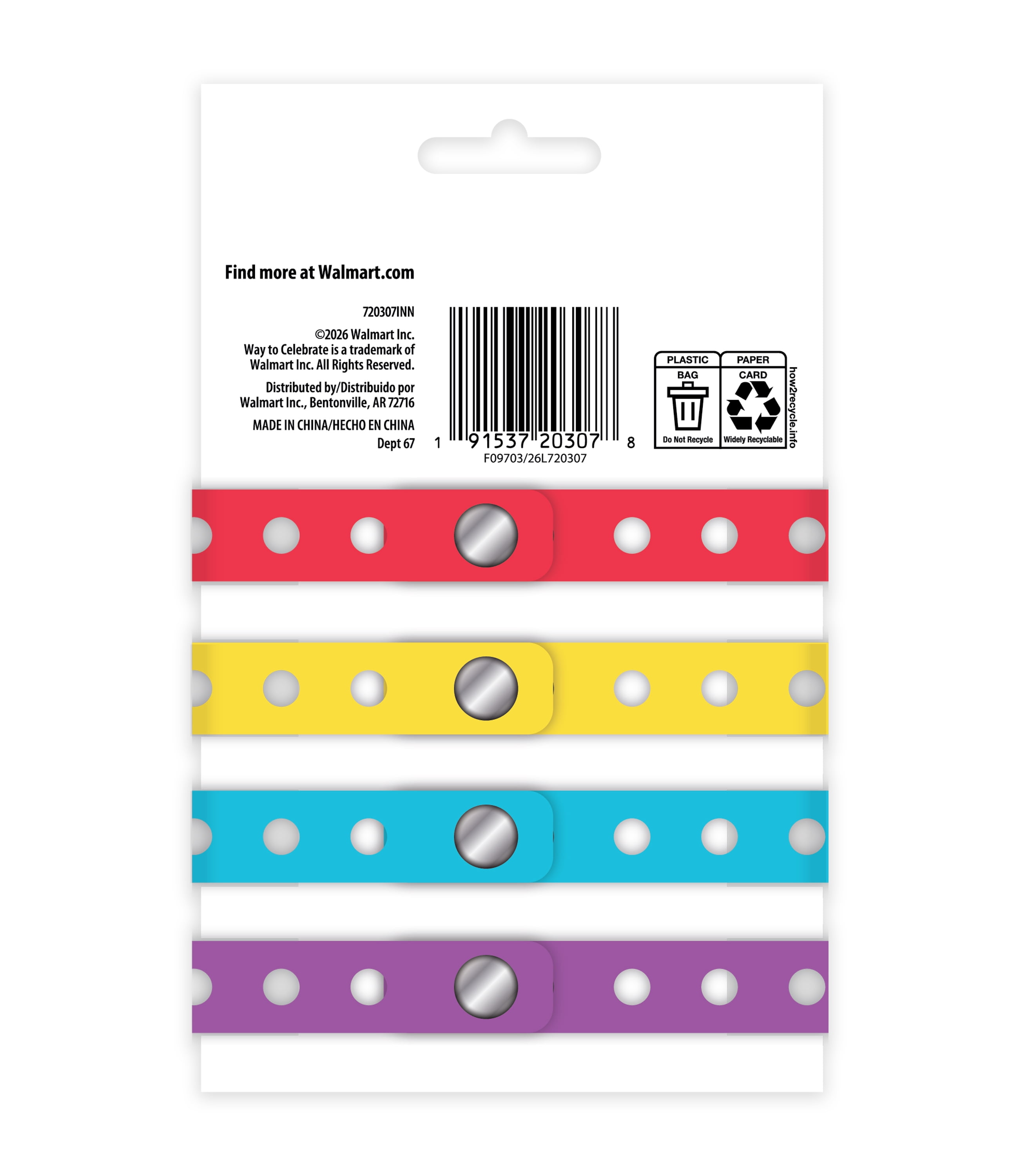 Stars and Stripes Bracelets with Charms Party Favors, 4 Count, by Way to Celebrate