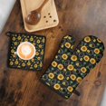 thumbnail image 5 of Black Sunflower Kitchen Oven Mitt and Pot Holder Sets 2 Pcs for Baking, Cooking and Grilling, Heat Resistant Up To 392 °F, 5 of 7