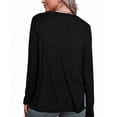 thumbnail image 3 of V-Neck Split Hem Top - Women's Fall Long Sleeve Loose Blouse, Y2K Style Casual Sweatshirt | Baberdicy | Long Sleeve Shirts for Women Long Sleeve V Neck Tops Blouses Work (Black | XXL), 3 of 6