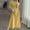 Yellow, variant on SMihono Womens Dress Hollow Out Crew Neck Short Puff Sleeves Solid Fold Dresses Summer Elegant Tunic Long Dresses Green M
