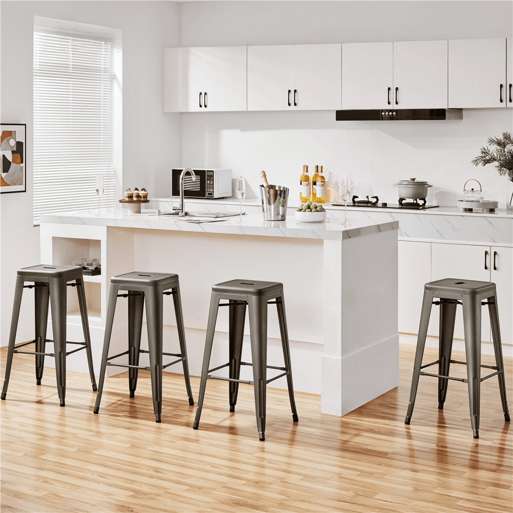 Yaheetech Set of 4 Stackable Metal Bar Stools for Dining Room, Metal