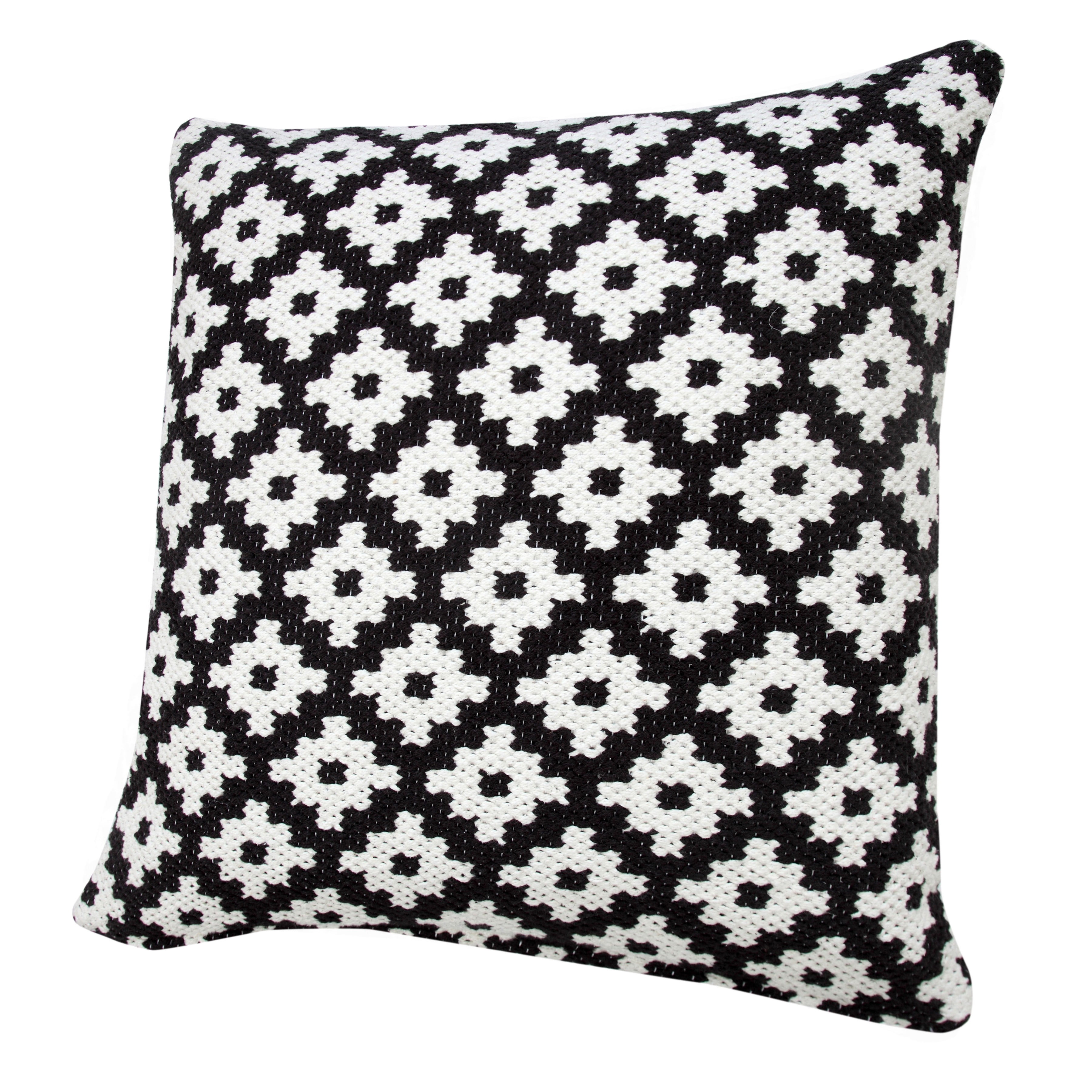 Ox Bay Woven Geometric Throw Pillow, Black and White, 20" Square, Count Per Pack 1