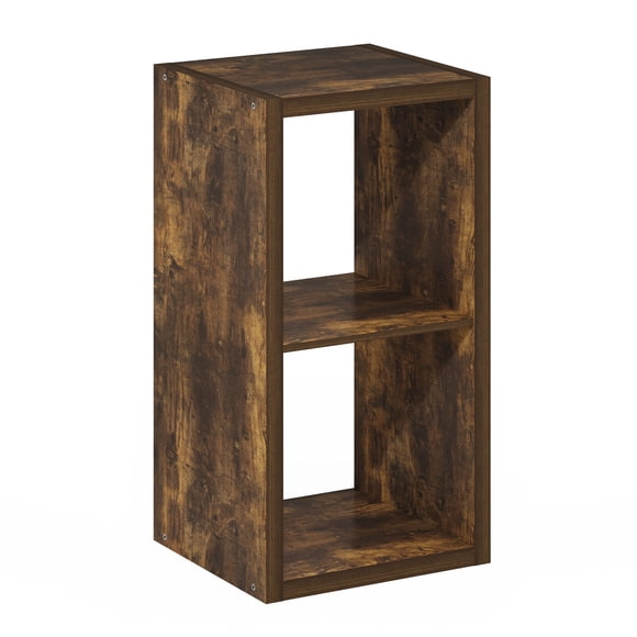 Furinno Cubicle Open Back Decorative Cube Storage Organizer, 2-Cube, Amber Pine