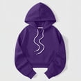 thumbnail image 2 of AKOEE Women's Crop Hoodies Y2K Casual Comfy Loose Plain Pullover Hooded Drawstring Sweatshirts Long Sleeve, Purple XL, 2 of 6