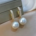 thumbnail image 3 of QQTDFG Fashion 925 Sliver Pearl Earrings Stud Dangle Drop Wedding Women Jewelry A Pair-#1, 3 of 8