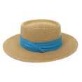 thumbnail image 1 of Sonducket Sombrero de paja de verano de ala ancha, informal, transpirable, para acampar, pescar, viajar, playa, moda, tapa plana, gorra Sombreros  Caqui Azul NO8, 1 of 6