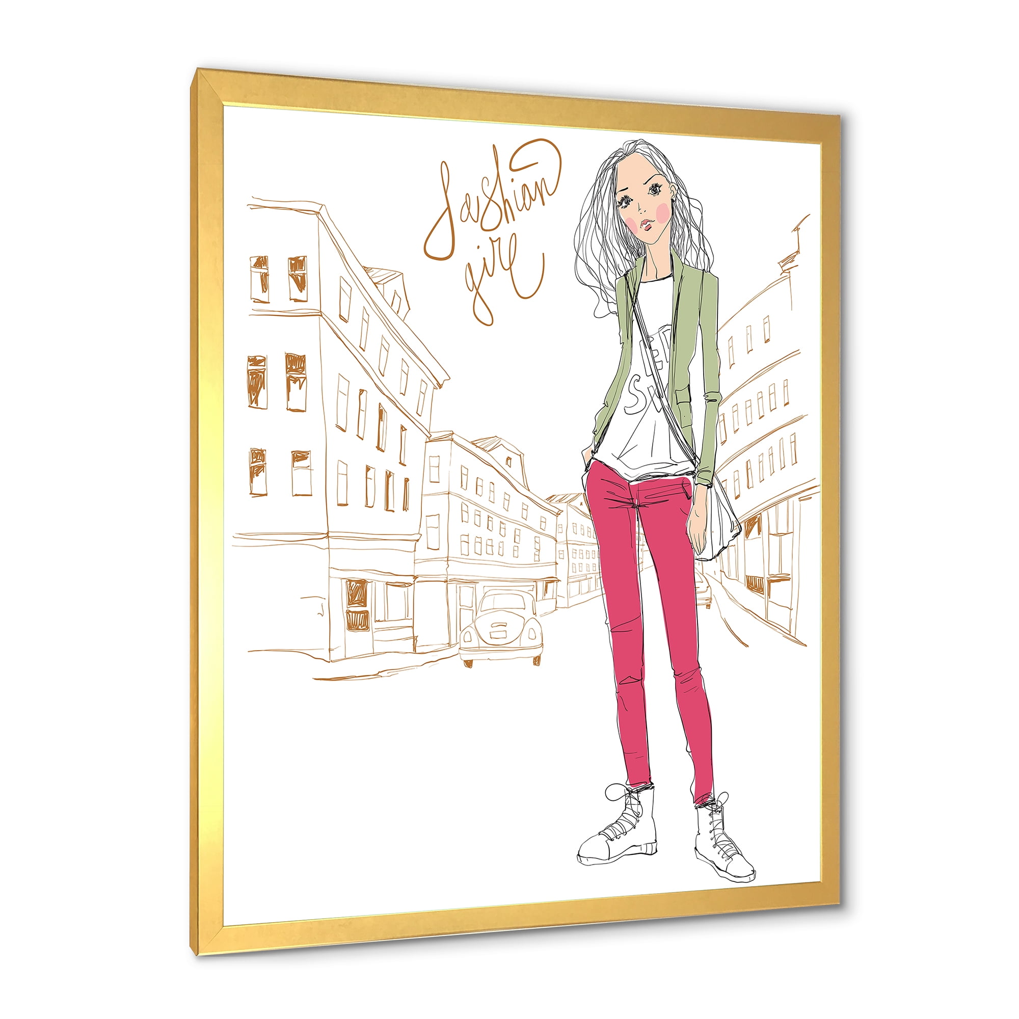 Designart 'Trendy Fashion Woman II' Children's Art Framed Art Print