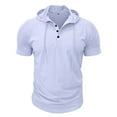 thumbnail image 2 of SWSMCLT Men's Short Sleeve Hoodie Hooded Regular Fit Cotton Tee T Shirt Soft Top Plus Size Summer Lightweight Button Cool Casual White X-Large, 2 of 5