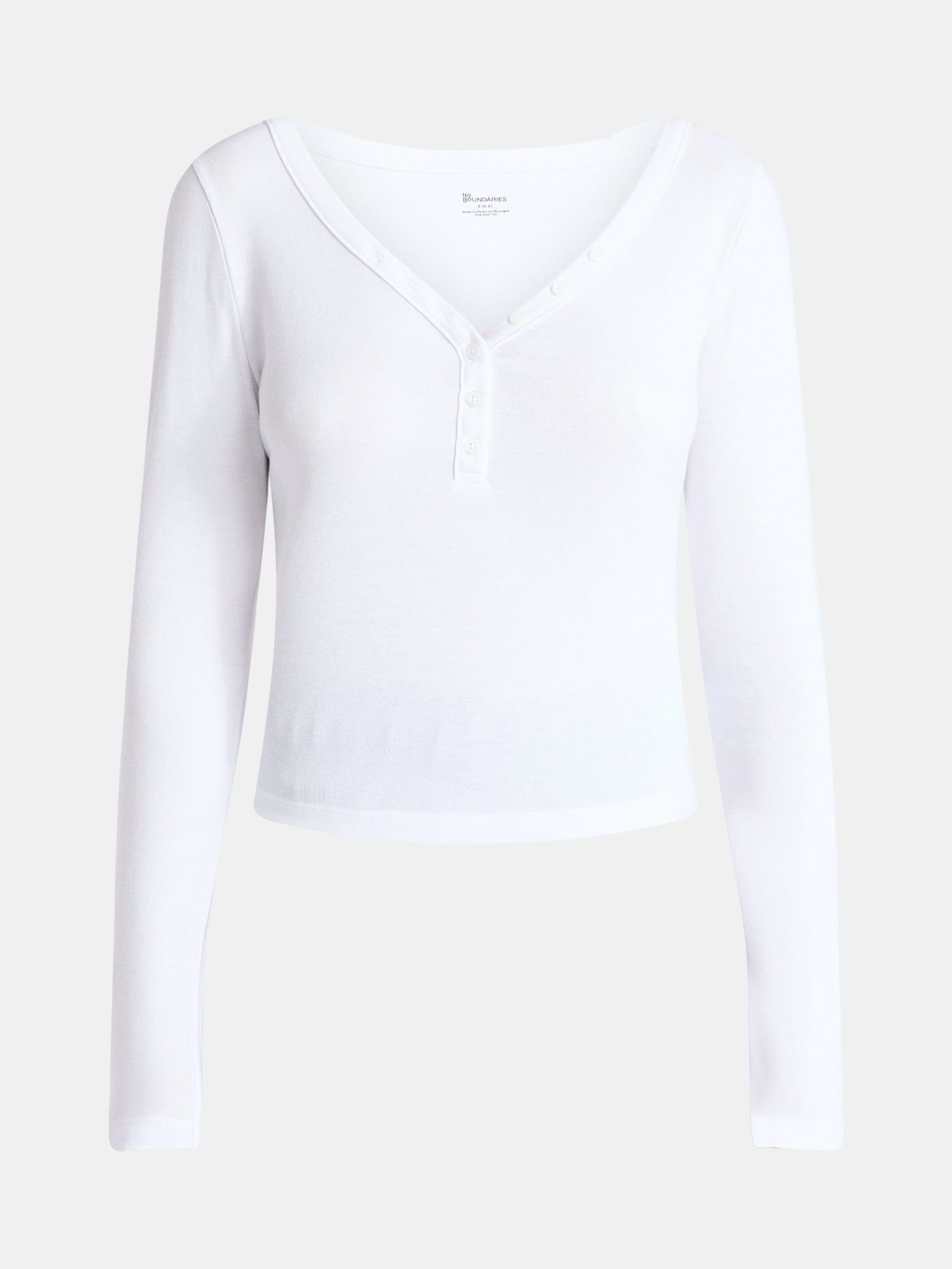 No Boundaries Henley Top with Long Sleeves, Women’s