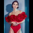 thumbnail image 4 of Traje de Baño de una Pieza para Mujer, Falda Cruzada, Pareo, Bikini con Estampado Floral Retro. Traje de Baño Rojo XL, 4 of 8