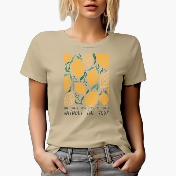 Distressed The Sweet Just Isn't as Sweet Without the Sour - Boho Lemons Art Merch Gift, Tan T-Shirt, XL