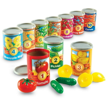 Learning Resources 1 to 10 Counting Cans, With Covers and Play Food, 75 Pieces