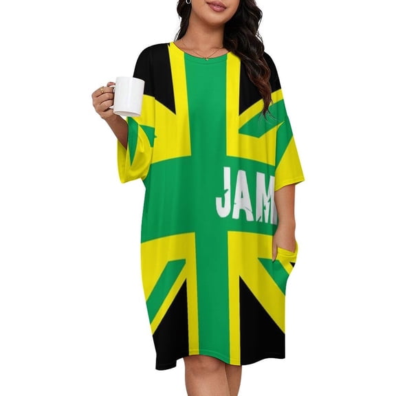 Jamaican, Jamaica Sleepshirts For Sleeping Travels Loose Sleepdress Pajama Dress Soft Nightdress Sleepwear