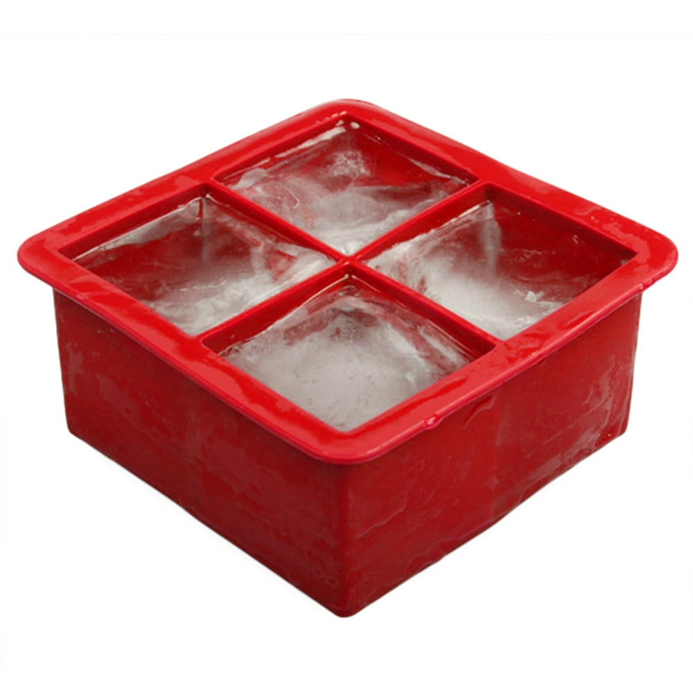 SANWOOD Ice Cube Mold 4 Cavity Silicone Square Shape Ice Cube Mold DIY