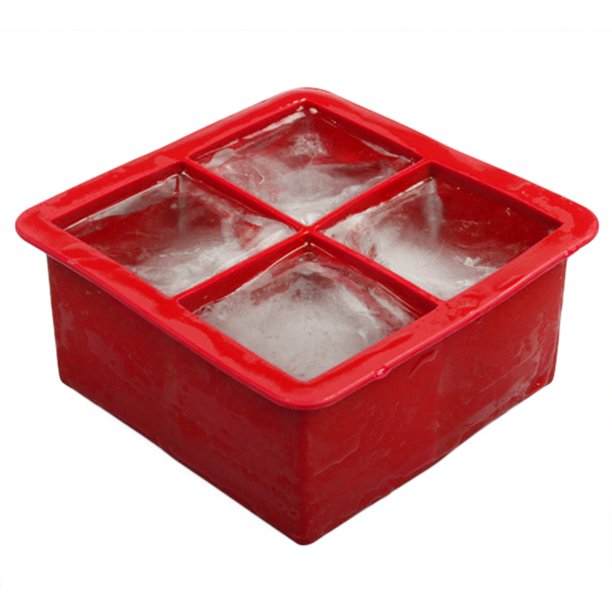 SANWOOD Ice Cube Mold 4 Cavity Silicone Square Shape Ice Cube Mold DIY