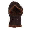 thumbnail image 1 of Gorro de invierno de una pieza, bufanda circular con orejeras, gorro de calavera de felpa de algodón tejido, calentador de cuello para exteriores, marrón, 1 of 8