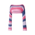 thumbnail image 5 of KOMOO Women Patchwork Crop Top Sun Protection Breathable Crochet Tee Summer Knitted Patched Tops, 5 of 9