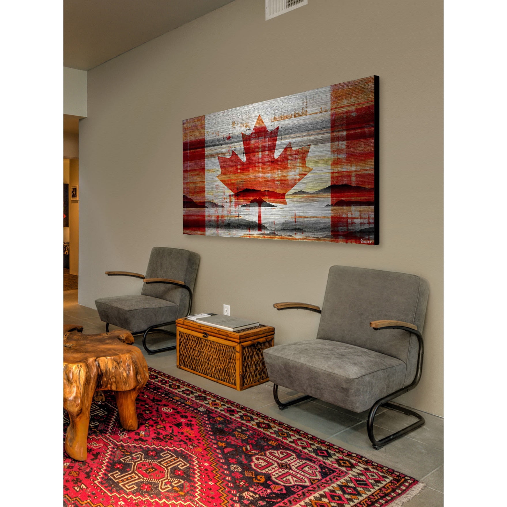 Parvez Taj Pt-Wnpw-38-Al-36 24" x 36" "Canadian Leaf" Art Print On Aluminum