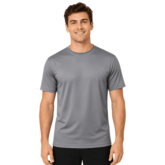 ZBORIBER Men's Quick-Dry Fit Gym Wicking Athletic Workout Short-Sleeve T-Shirts Sizes S-3XL,Titanium
