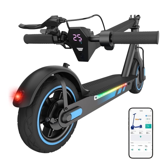 Electric Scooter for Adults, 600W, 30 Miles & 25 MPH Max, 10'' Solid Tires Portable Folding DesignοΌCommuting E-Scooter Blue