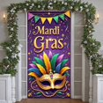 thumbnail image 3 of Gold Mask Mardi Gras Banner Purple Green Feathers Carnival Display Decor Ornate Pattern Masquerade Backdrop for Mardi Gras Party Carnival Celebration Masquerade Ball, 3 of 9