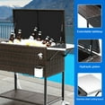 thumbnail image 4 of Dextrus 80 Quart Outdoor Wicker Rolling Cooler Cart with Bottle Opener Drainage, Portable Beverage Rolling Cart with Tray on Wheels, Rattan-Brown, 4 of 5