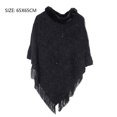 thumbnail image 2 of Suéter de punto bohemio para mujer, otoño e invierno, talla grande, con capucha, chal, poncho, chal de punto, capa, borla, 2 of 6