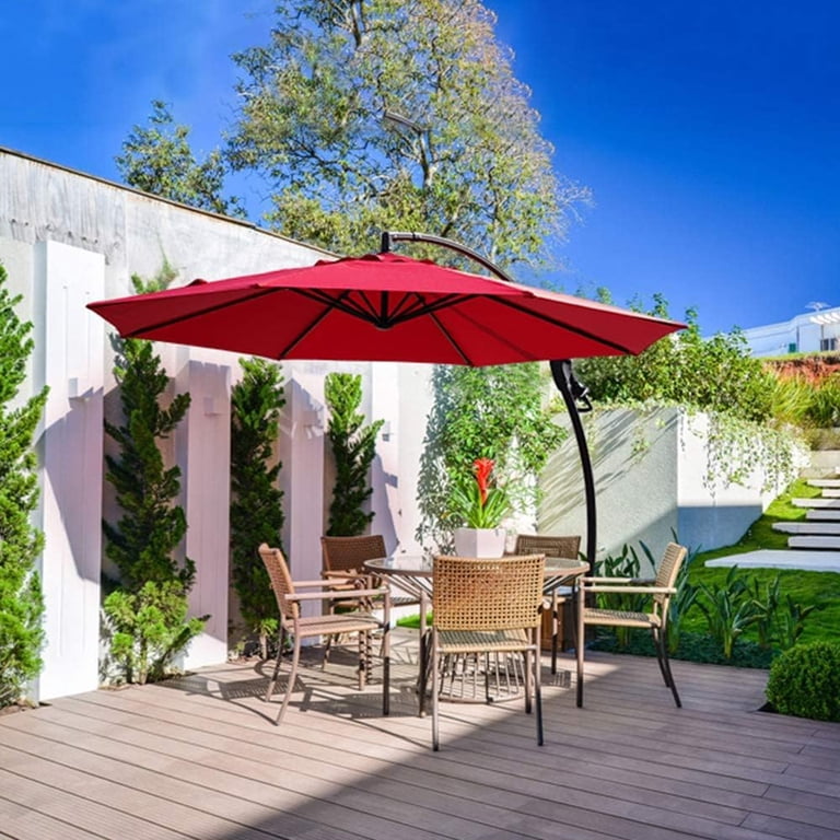 grand patio deluxe 11.5 umbrella 11.5ft Offset - Black Designed with style and durability in mind Galtech Aluminum 11' Round Umbrella