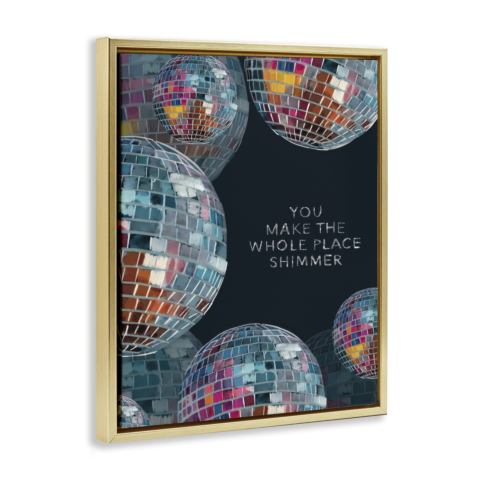 Stupell Industries You Make it Shimmer Entertainment Painting Gold Floater Framed Canvas Art Print Wall Art, 17 x 21