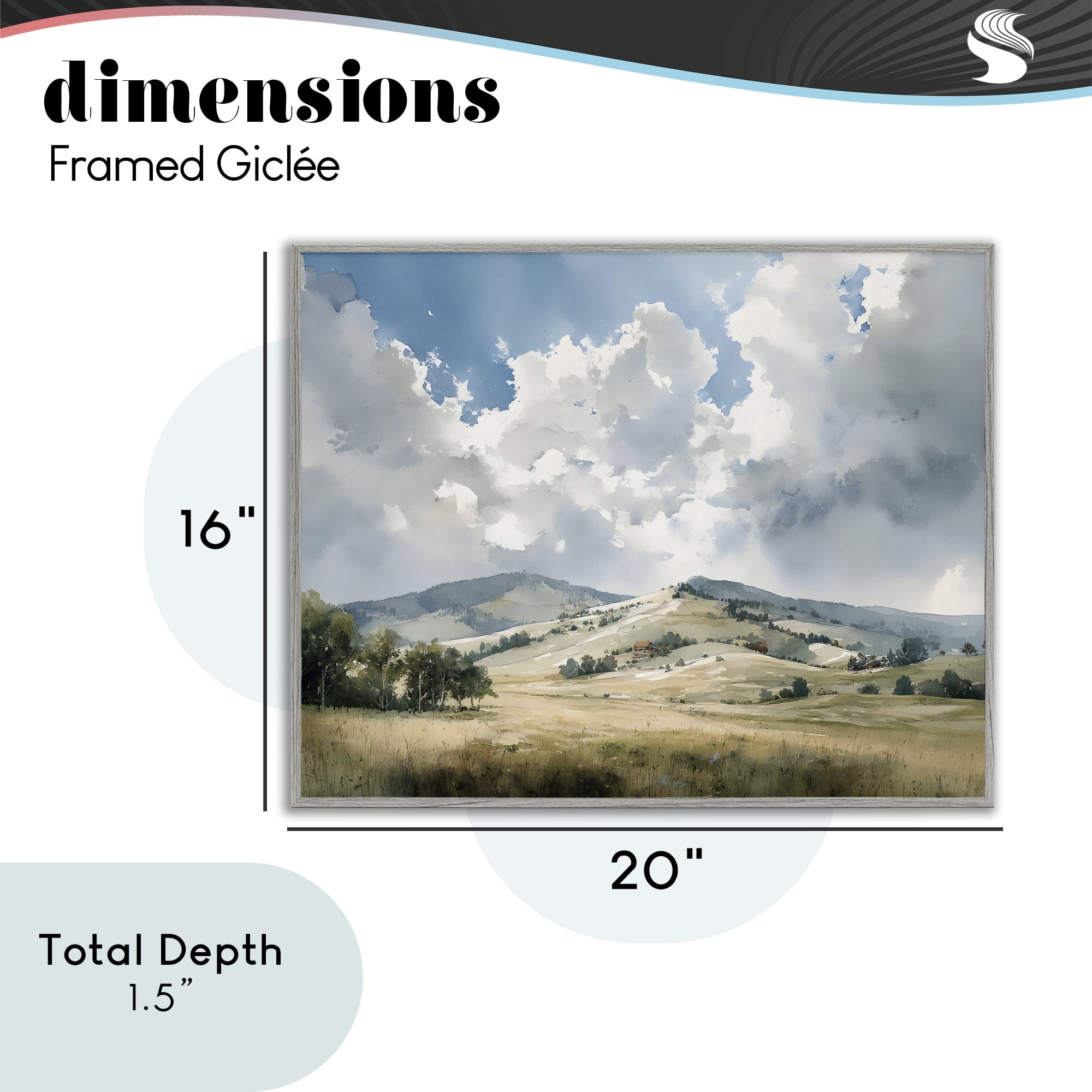 Stupell Industries Tranquil Hills Meadow Gray Framed Giclee Art, design by Franklyn Gregory