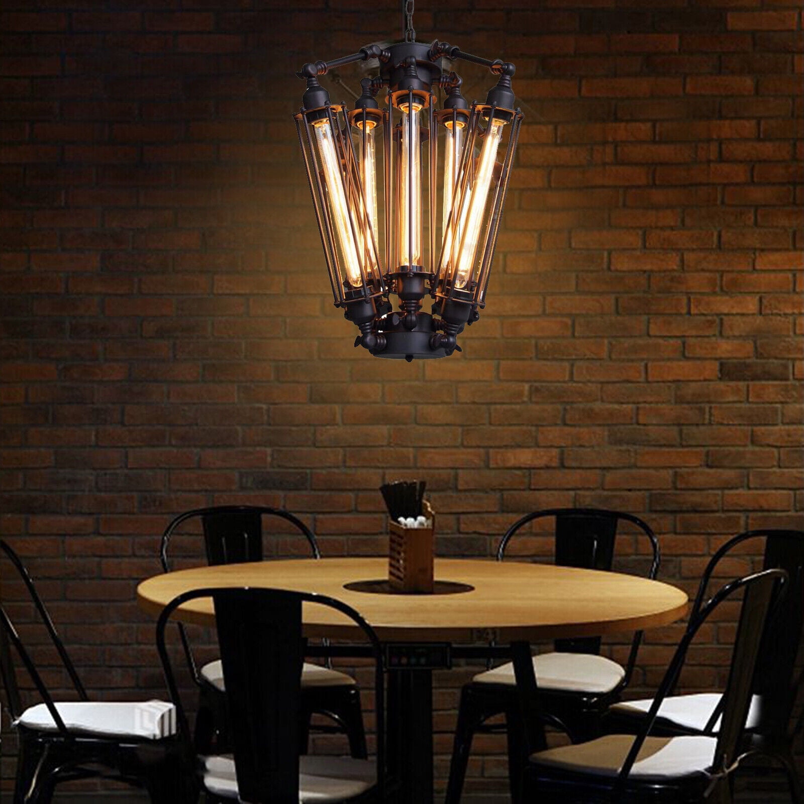 8-light Retro Chandelier Industrial Ceiling Light Dining Room Loft Pendant Lamp Retro Chandelier Steampunk Pendant Hanging Lamp Fixture Vintage Industrial Classic Chandelier Fluorescent Hanging Lamp