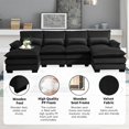thumbnail image 3 of 110" U Shaped Sectional Sofa Cloud Couch, 6 Seat Modular Sofa Couches with Waist Pillows + Double Layer Cushions, Velvet Upholstered Sleeper Sofa w 2 Chaise Lounge for Home Sofa Living Room, Apartment, 3 of 7