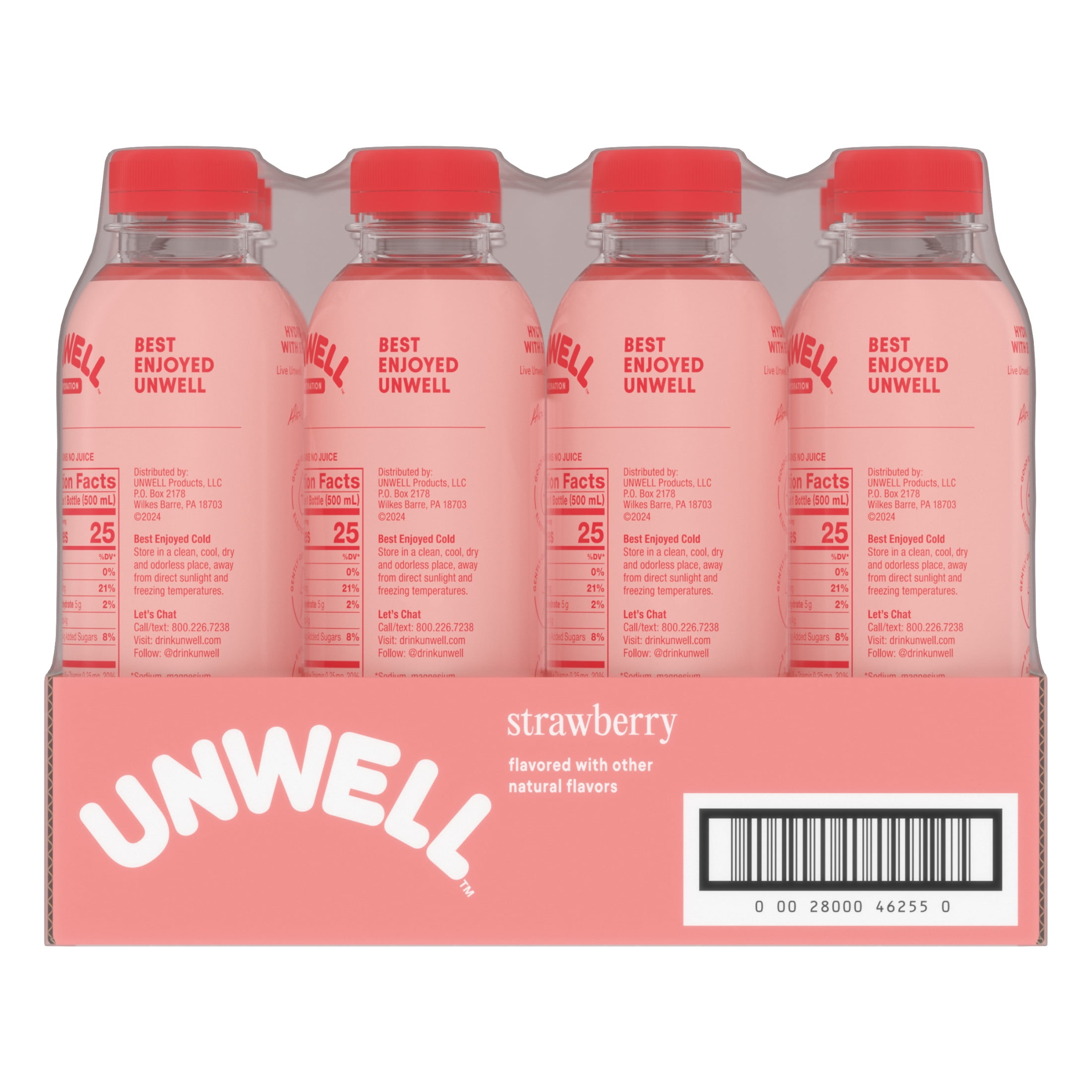 Unwell Hydration Electrolyte Drink for Rapid Hydration + Focus – Strawberry, 12 pack