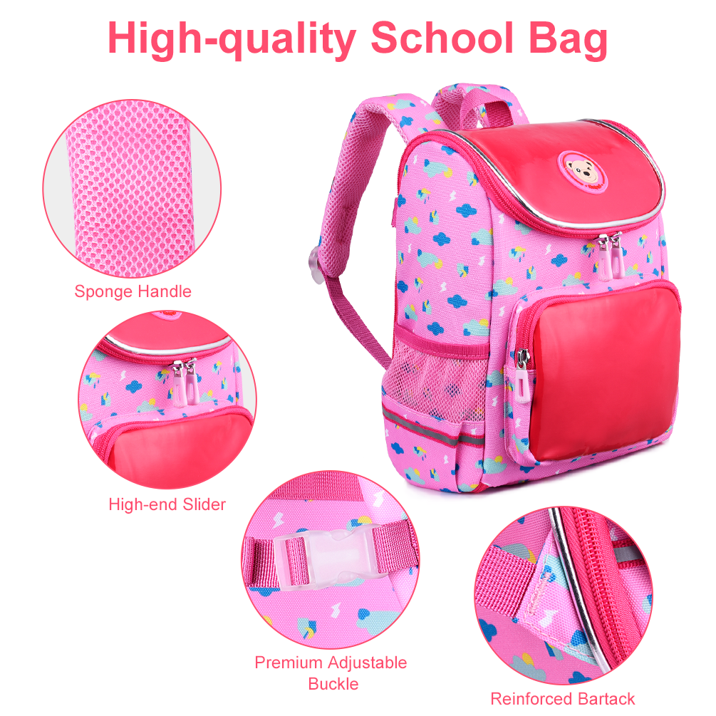 Vbiger School Bag for Boys & Girls 12inch Backpack for Boys and Girls Lightweight Preschool Backpack Kids Backpack School Bag Waterproof Student Backpack for Children,Pink - image 2 of 6