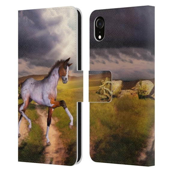 Head Case Designs Officially Licensed Simone Gatterwe Horses The Little Foal Leather Book Wallet Case Cover Compatible with Apple iPhone XR